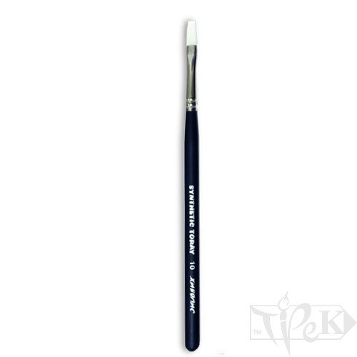 Пензлик Toray «Живопис» 1212 Синтетика плоска № 10 коротка ручка білий ворс