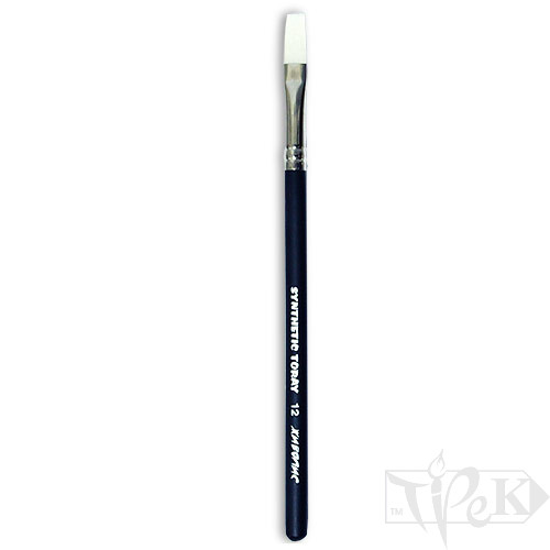 Пензлик Toray «Живопис» 1212 Синтетика плоска № 12 коротка ручка білий ворс