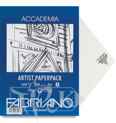 50814200 Папір для сухих і вологих технік Accademia А4 (21х29,7 см) 200 г/м.кв. 100 аркушів в упаковці Fabriano Італія