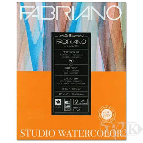 19202002 Альбом для акварелі Studio 22,9х30,5 см 200 г/м.кв. 20 аркушів Fabriano Італія