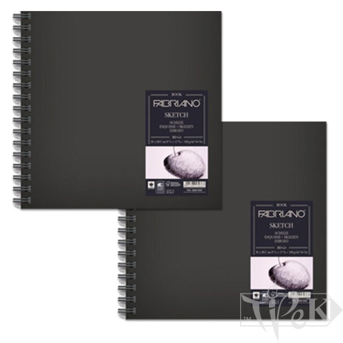 28001515 Альбом для ескізів Sketch Book 15х15 см 110 г/м.кв. 80 аркушів в твердій обкладинці на спіралі Fabriano Італія