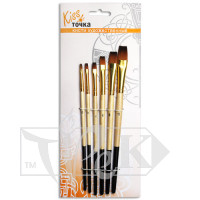 Набір пензлів «Kissточка» 7212012 Синтетика плоска 6 шт. коротка ручка
