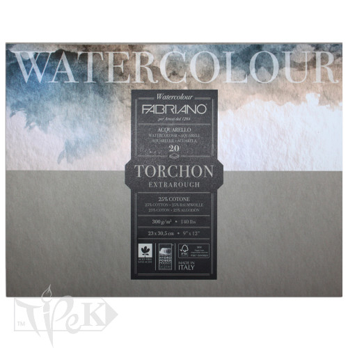 19100276 Альбом для акварелі Watercolour Torchon Extra Rough 23х30,5 см 300 г/м.кв. 20 аркушів Fabriano Італія