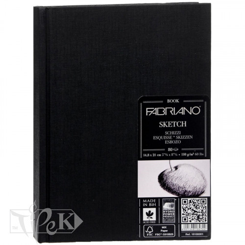19100001 Альбом для ескізів Sketch Book А5 (14,8х21 см) 110 г/м.кв. 80 аркушів в палітурці по довгій стороні Fabriano Італія