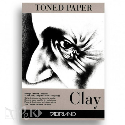 19100497 Альбом для ескізів Clay А4 (21х29,7 см) 120 г/м.кв. 50 аркушів сірого паперу склейка Fabriano Італія