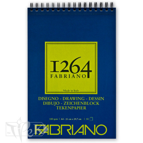 Альбом для малювання на спіралі по короткій стороні «1264» А4 (21х29,7 см) 180 г/м.кв. 50 аркушів Fabriano