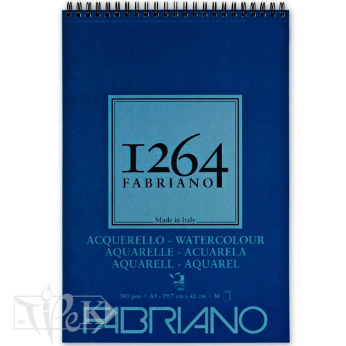 Альбом для акварелі на спіралі «1264» А3 (29,7х42 см) 300 г/м.кв. 30 аркушів Fabriano